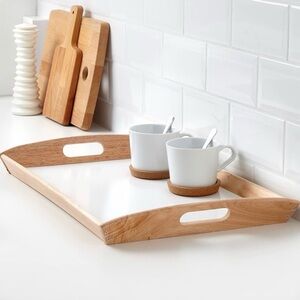 Wood and White Serving Tray